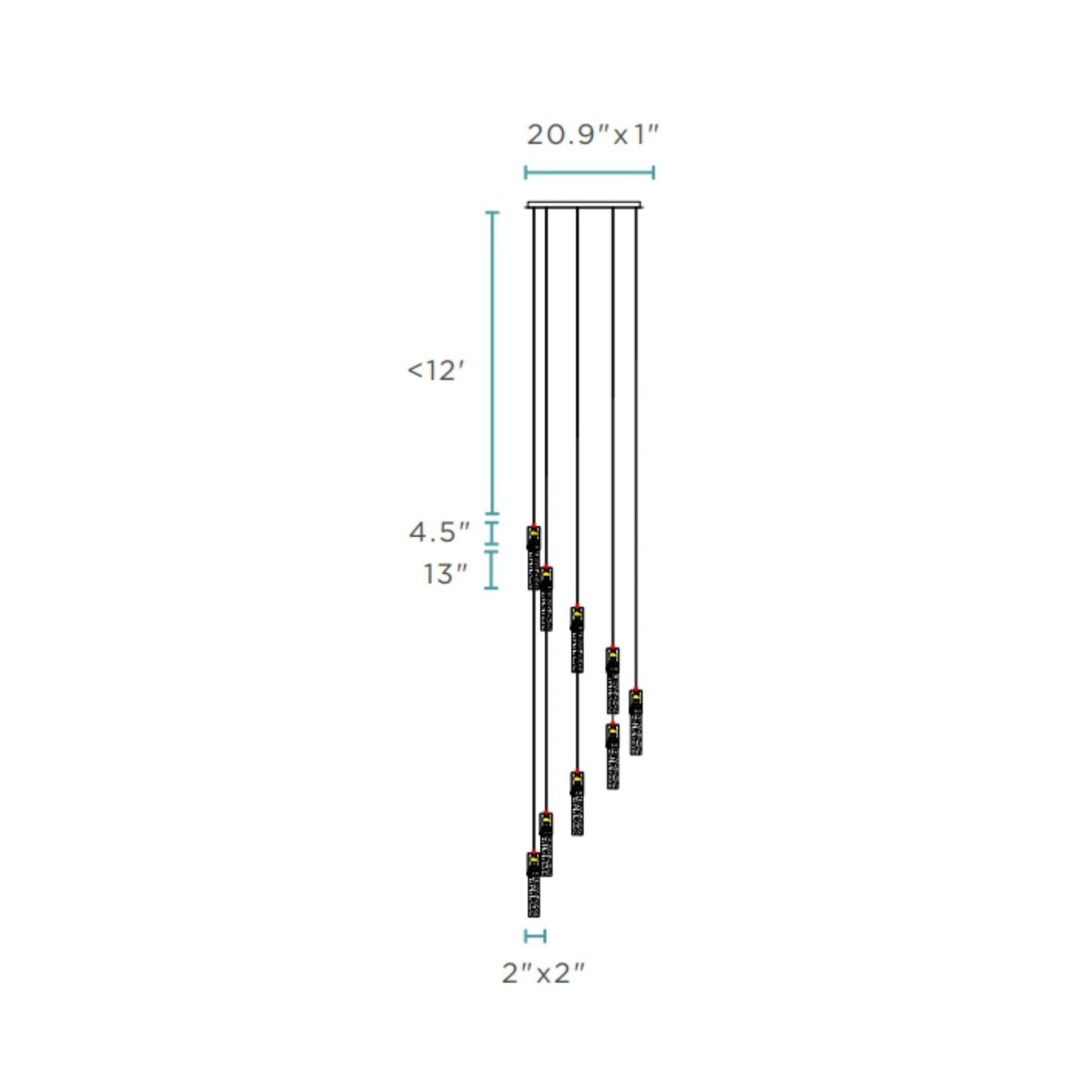 Sparkling Night Cylinder Chandelier 9 Light