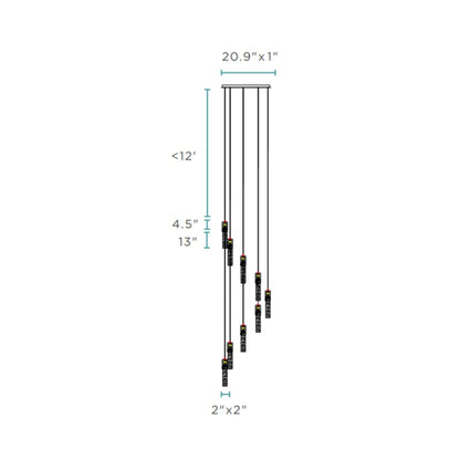Sparkling Night Cylinder Chandelier 9 Light