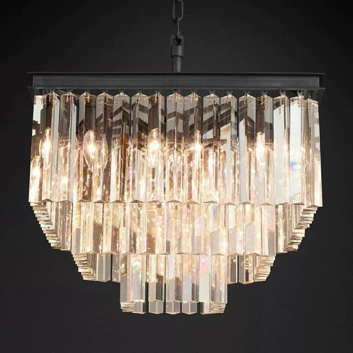 Zestra 3-Layer Crystal Square Chandelier 22"