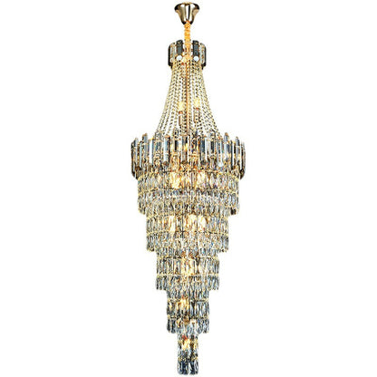 Stylish Foyer Long Staircase Chandelier Large Crystal Ceiling Lighting Fixture For Living Room Decoration