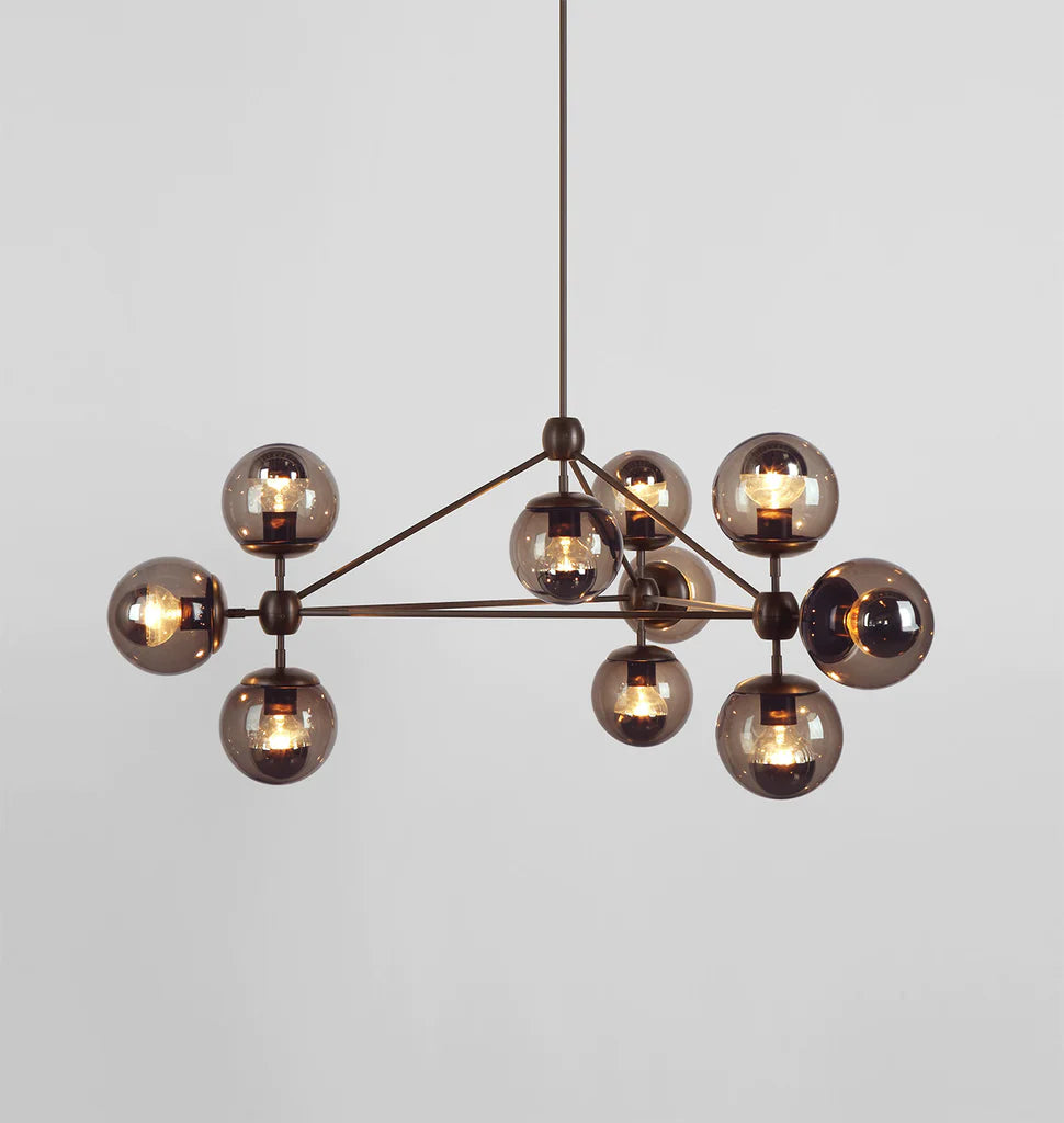 Modo 3-Sided 10-Globe Glass Chandelier 37"