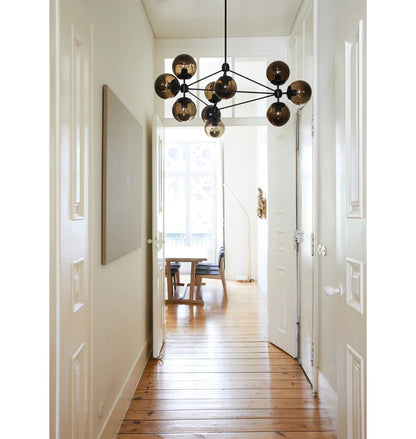 Modo 3-Sided 10-Globe Glass Chandelier 37"