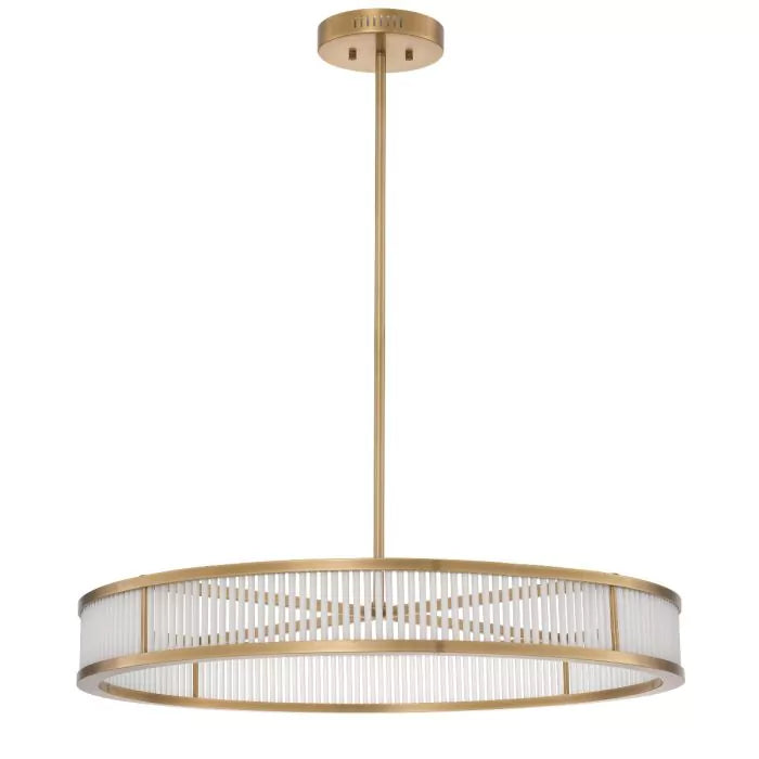 Magnus L Modern Brass Chandelier (Antique Brass & Frosted Glass)