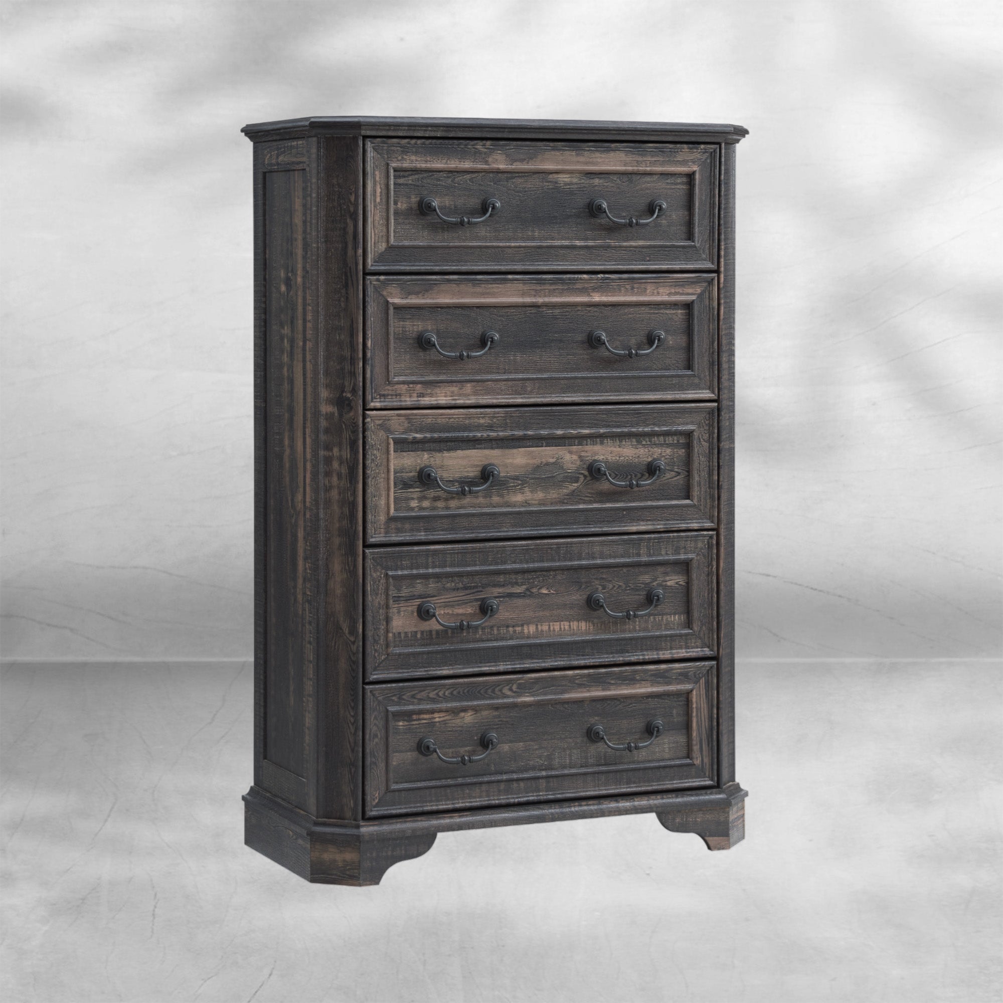 Farmhouse 5-Drawer Dresser: Rustic Wood Chest for Bedroom Storage