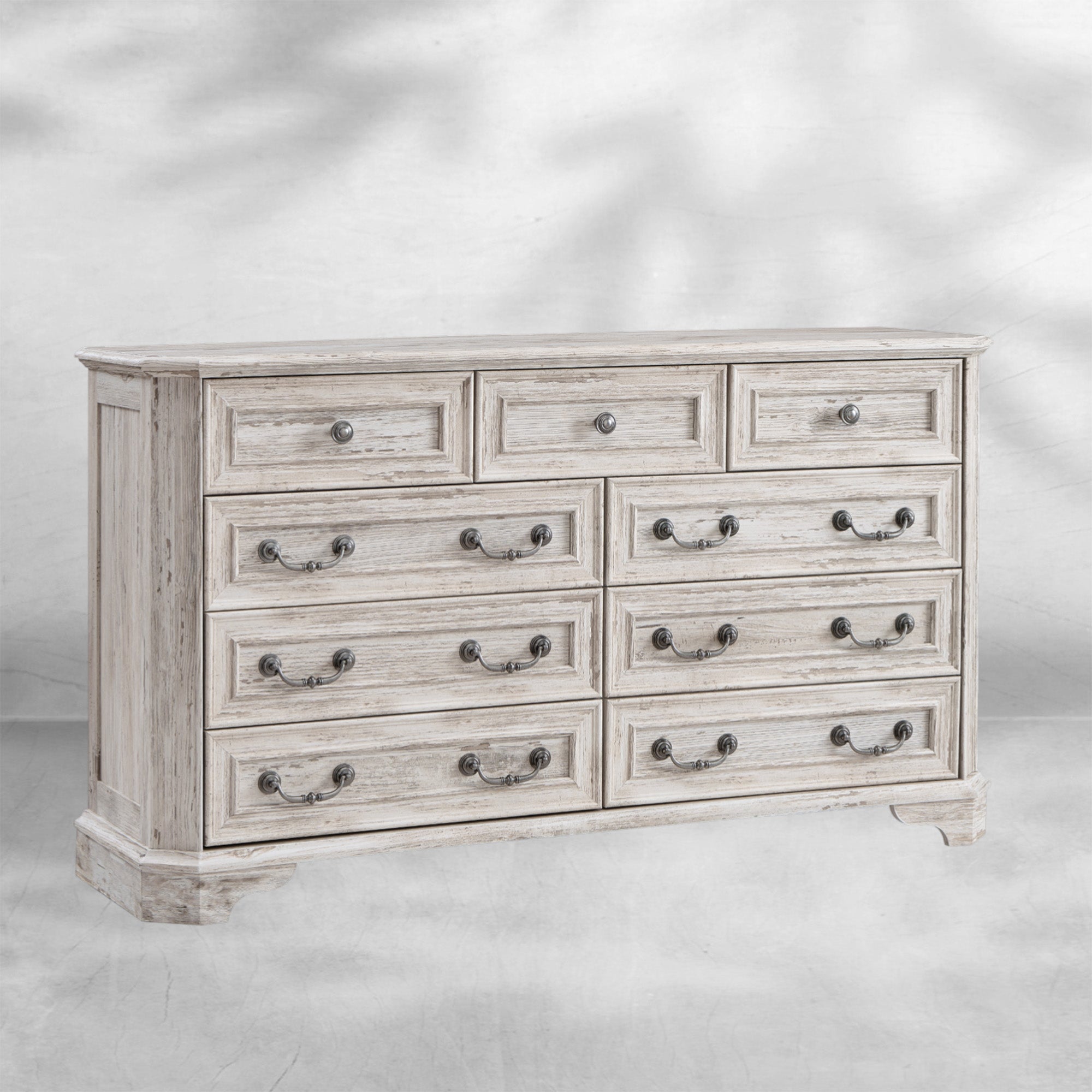 Farmhouse 7 Drawer Dresser Wide Wood Rustic Chest Organizer