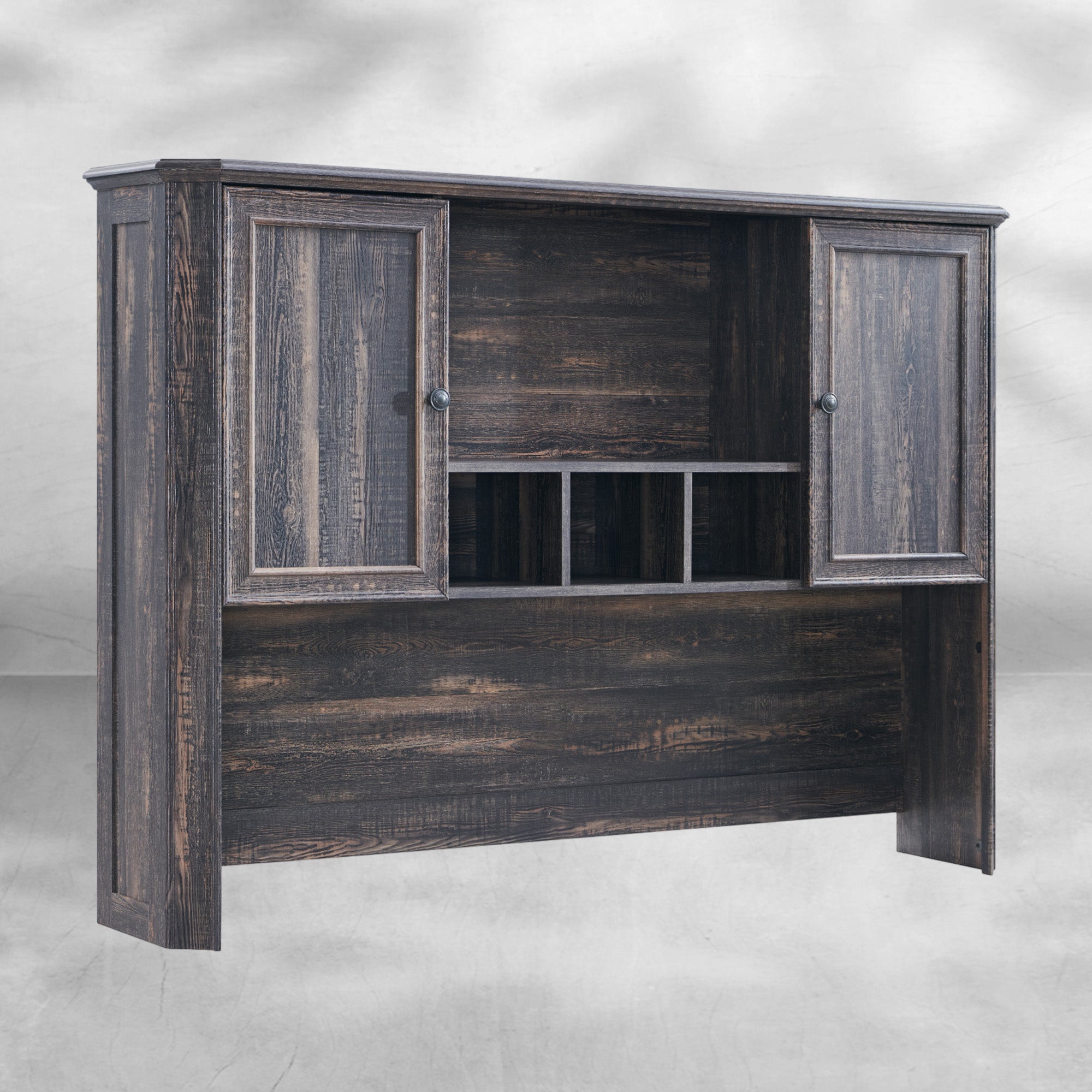 Ample Storage 59 Inch Farmhouse Wood Desk Hutch - Rustic Oak