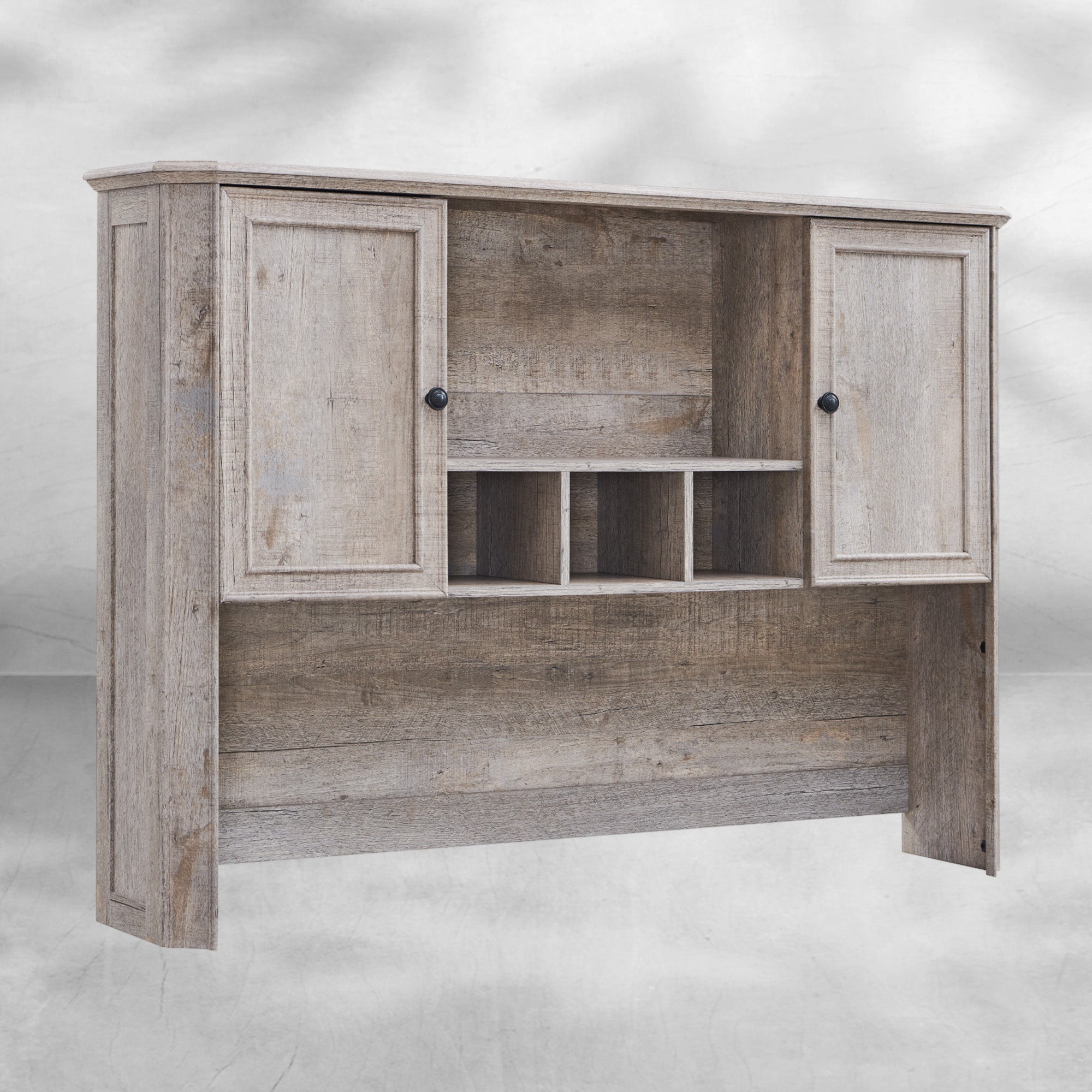 Ample Storage 59 Inch Farmhouse Wood Desk Hutch - Rustic Oak