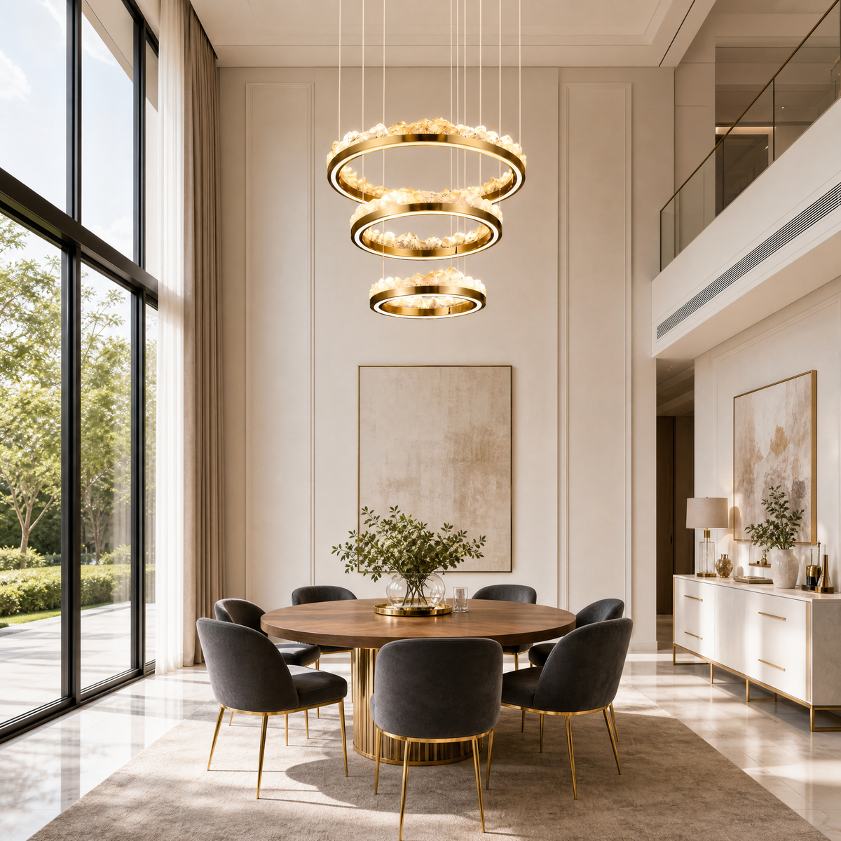 Vast Realm Modern Sculptural Ring Chandelier