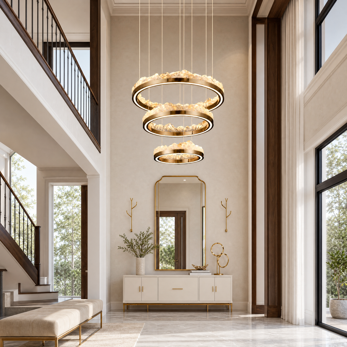 Vast Realm Modern Sculptural Ring Chandelier