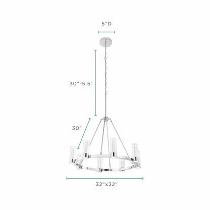 Victory 8 Light Chandelier Chrome