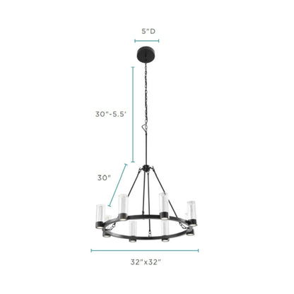 Victory 8 Light Chandelier Matte Black