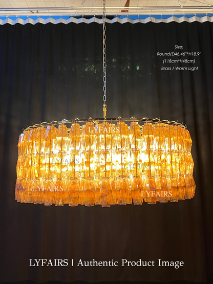 Modern Round/Rectangular/Funnel Smoke Glass Chandelier for Low-ceiling
