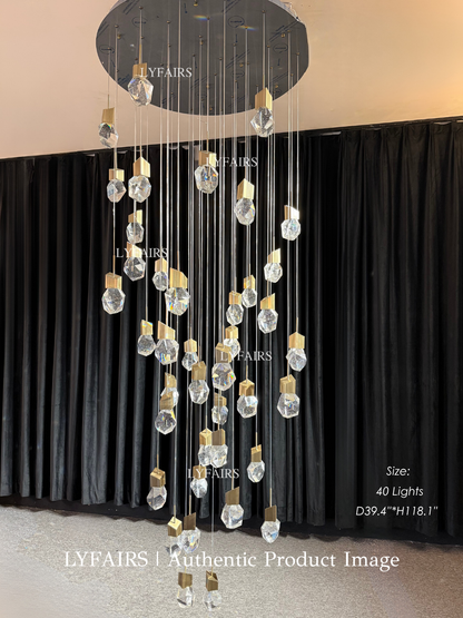 Extra Large Modern Light Luxury Creative Crystal Chandelier for 2-story/Duplex Buildings Staircase