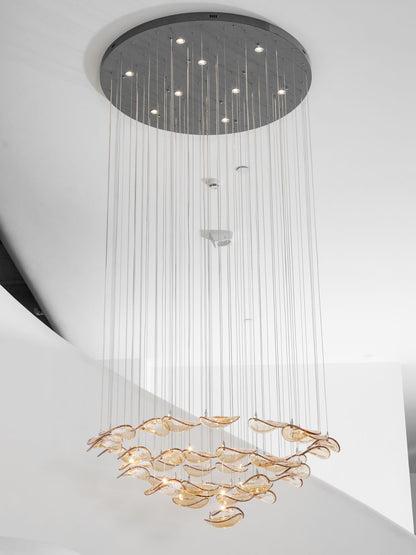 Galaxy Wave Floating Leaf Crystal Spiral Chandelier