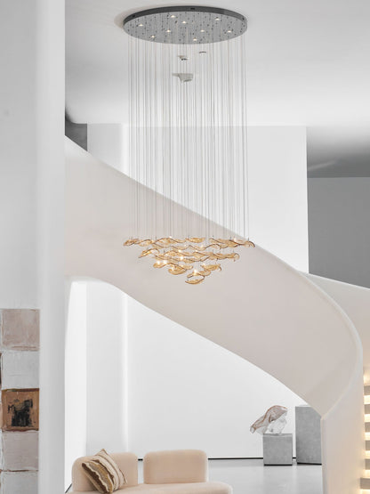 Galaxy Wave Floating Leaf Crystal Spiral Chandelier