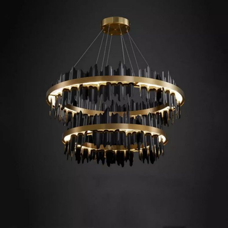 JC Wave 2-Tier Modern Round Chandelier