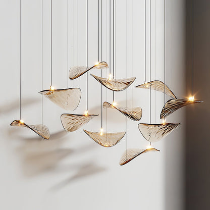 Galaxy Wave Floating Leaf Crystal Spiral Chandelier
