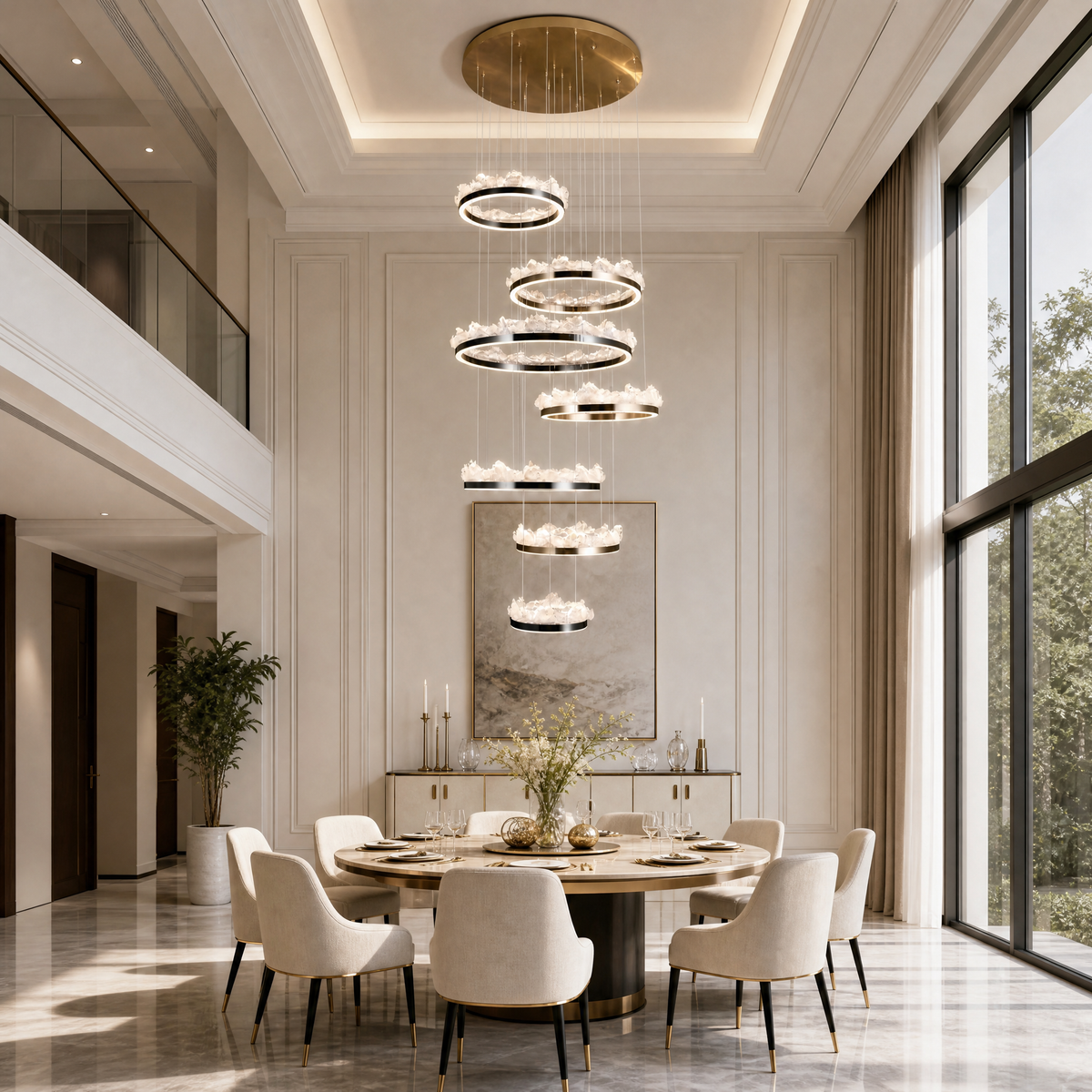 Wind & Wave Modern Sculptural Ring Chandelier