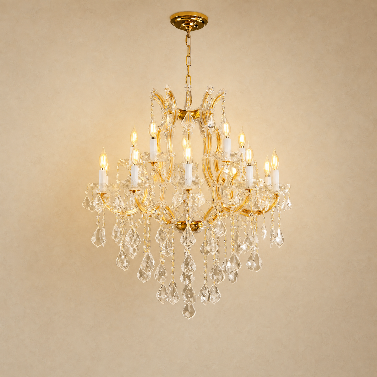 Maria Theresa Gold Chandelier in brushed / gold-plated