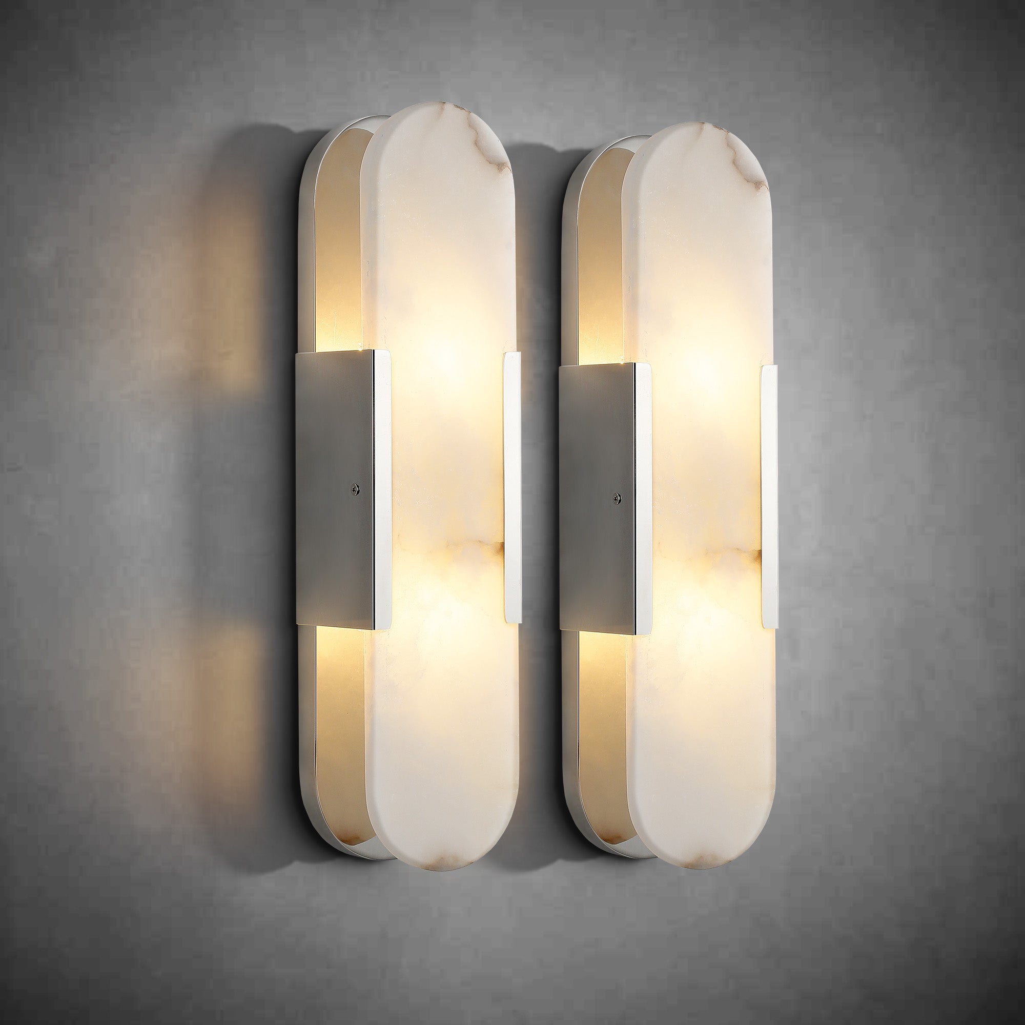 Wall Sconces Set of 2, Alabaster Wall Light, 19.7'' Indoor Vanity Light Fixtures for Bathroom