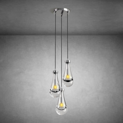 3-Light Raindrop-Shaped Circular Pendant Lamp