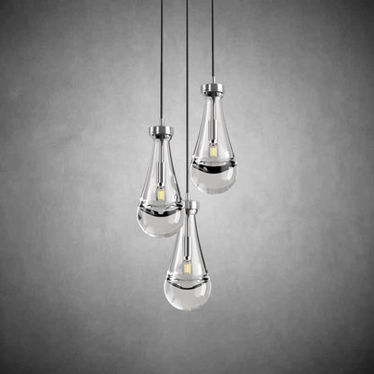 3-Light Raindrop-Shaped Circular Pendant Lamp