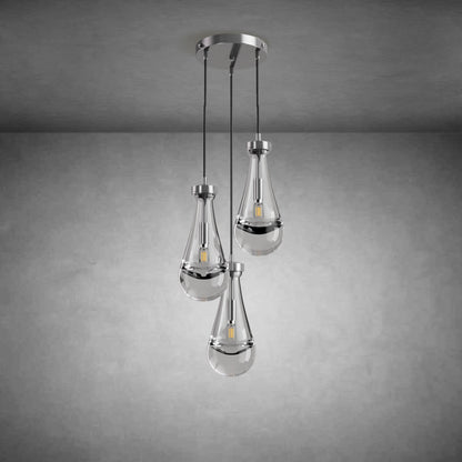 3-Light Raindrop-Shaped Circular Pendant Lamp