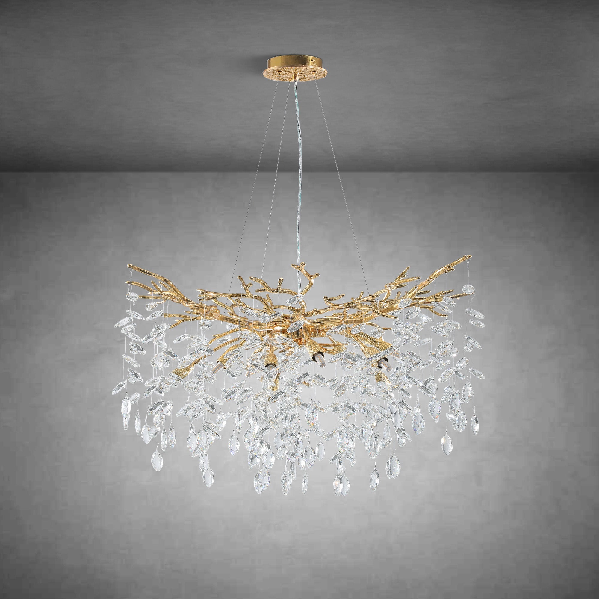 Modern Gold Tree Branch Crystal Chandelier