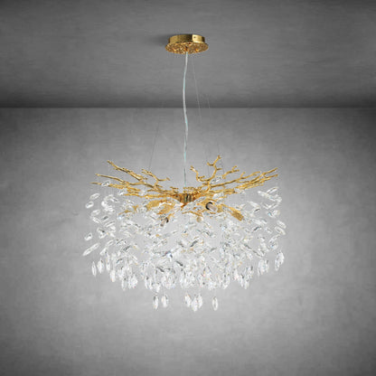 Modern Gold Tree Branch Crystal Chandelier