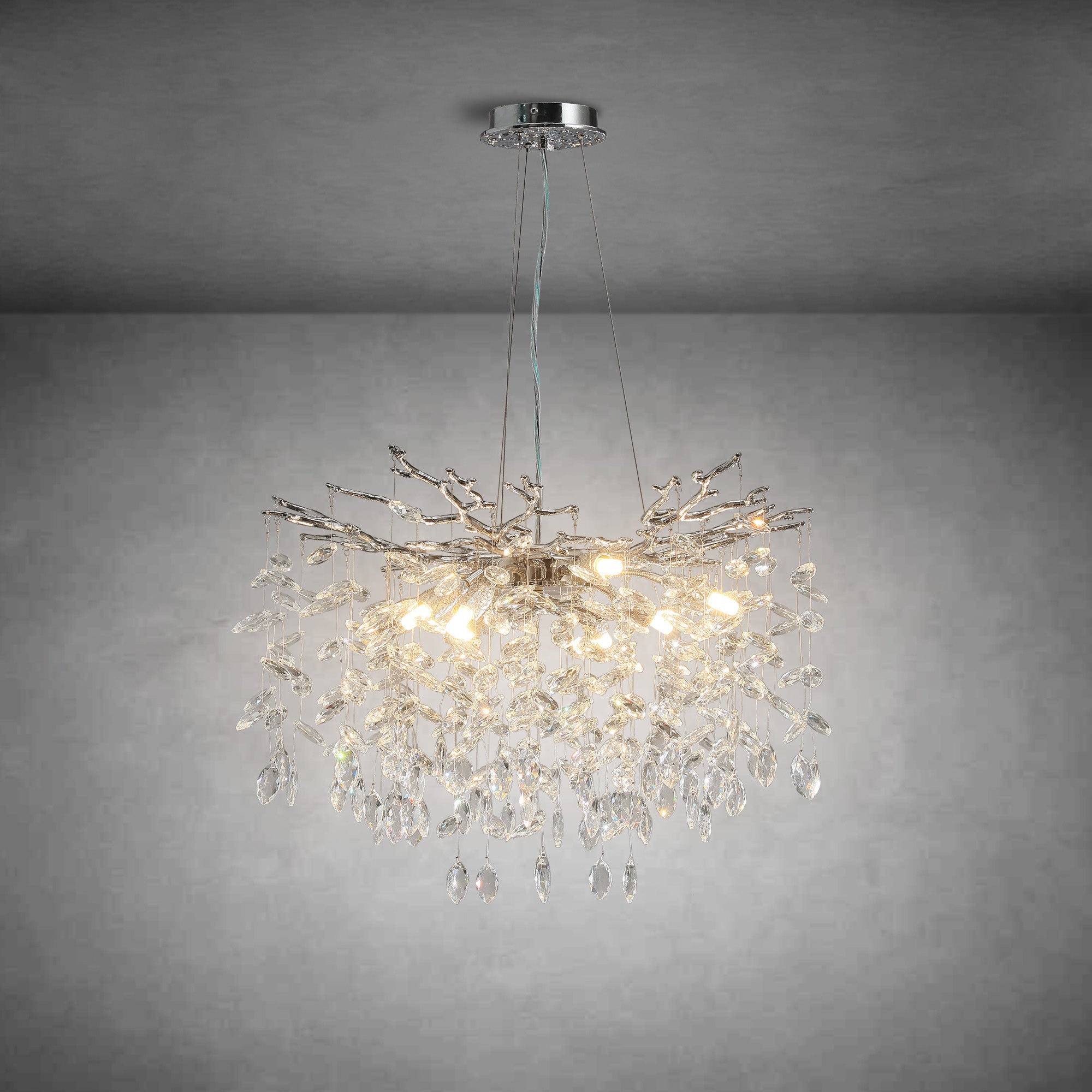 Modern Gold Tree Branch Crystal Chandelier