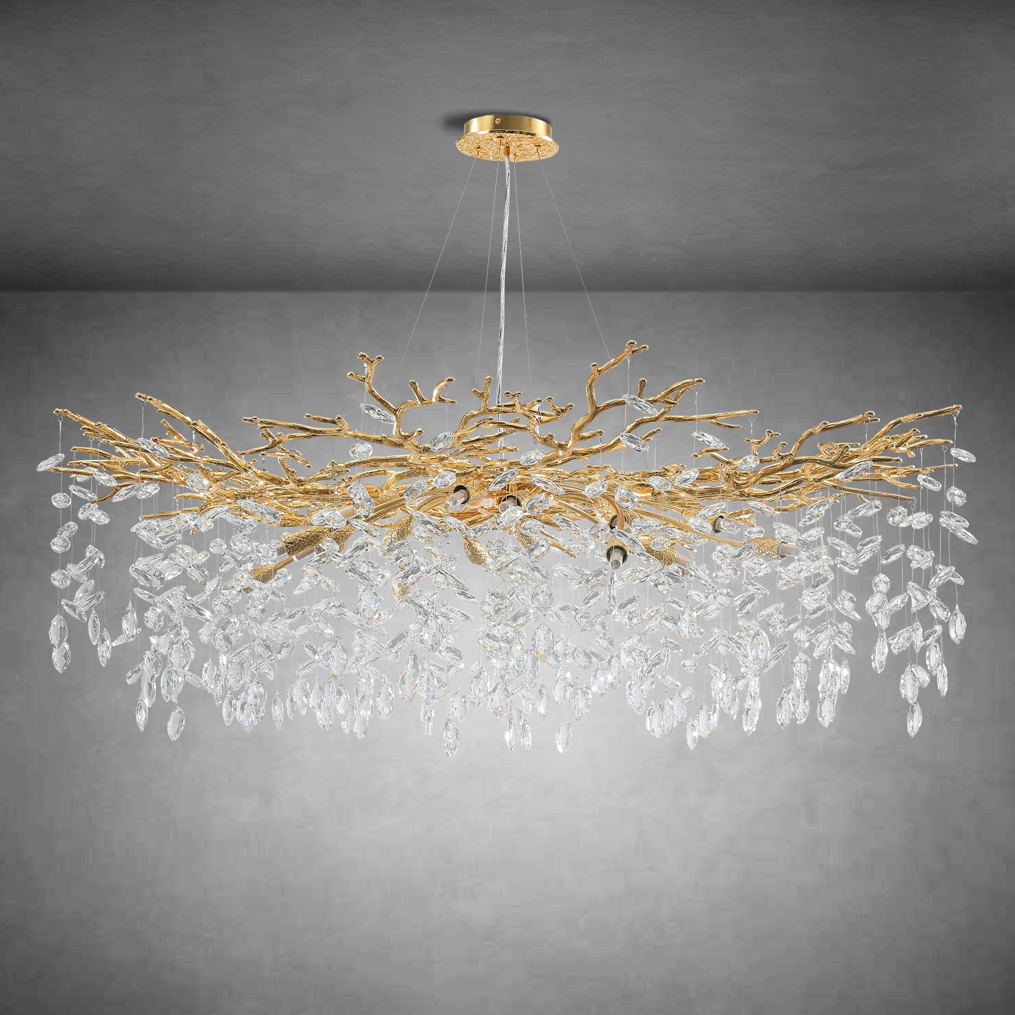 Modern Gold Tree Branch Crystal Chandelier