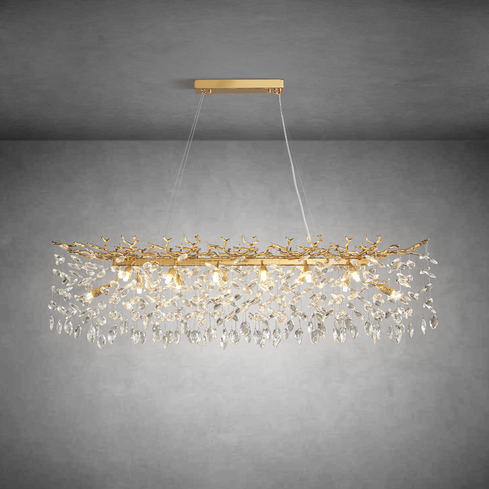 Modern Gold Tree Branch Crystal Chandelier