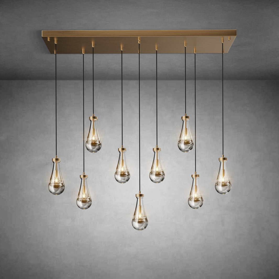 Raindrop-Shaped Island Pendant Lamp - 9 Lamps