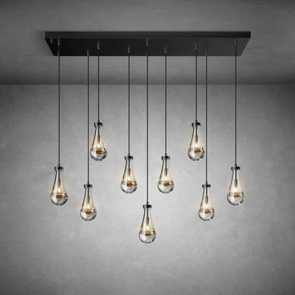 Raindrop-Shaped Island Pendant Lamp - 9 Lamps