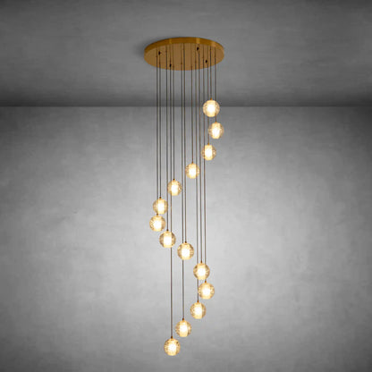 14-Light Gold Crystal Staircase Chandelier