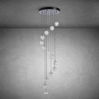 Black chandelier-14-Lights Staircase Chandelier for Living Room Hight Ceiling Foyer Pendant Lighting