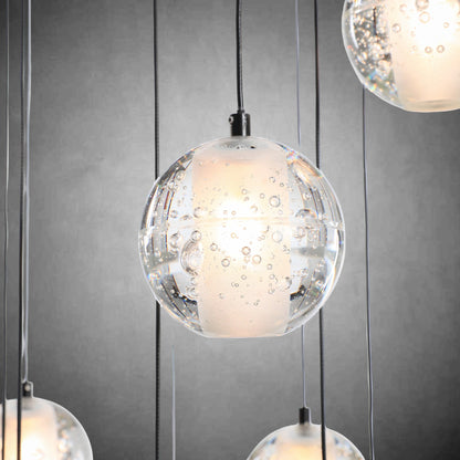 Black chandelier-14-Lights Staircase Chandelier for Living Room Hight Ceiling Foyer Pendant Lighting