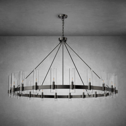 Wagon Wheel Chandelier with Glass Shades