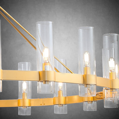 Wagon Wheel Chandelier with Glass Shades