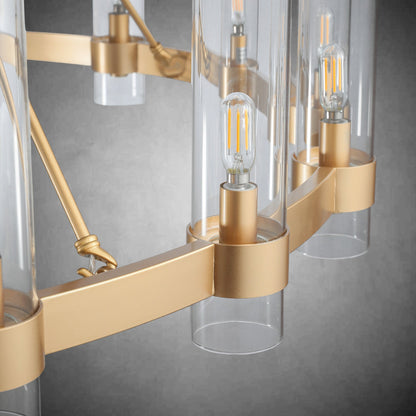 Wagon Wheel Chandelier with Glass Shades