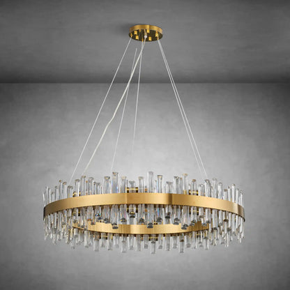 Modern Gold 2-Tier Crystal Chandelier 39.4 Inch