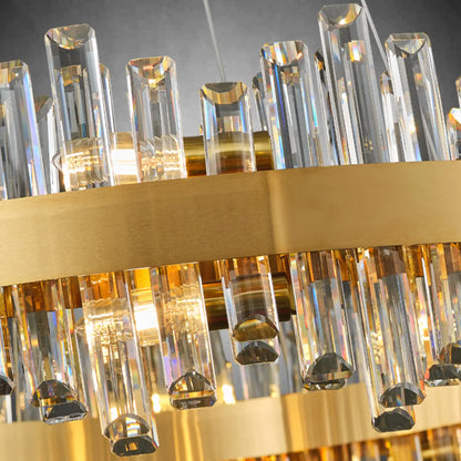 Modern Gold 2-Tier Crystal Chandelier 39.4 Inch