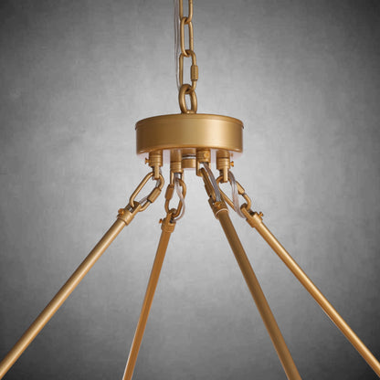 Two-Tier Wagon Wheel Chandelier with Glass Shades