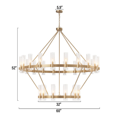 Two-Tier Wagon Wheel Chandelier with Glass Shades