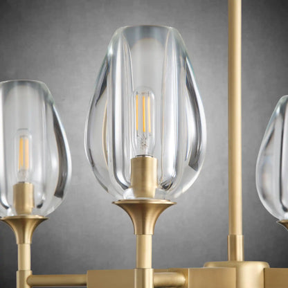 Gold 4-Light Farmhouse Chandelier with Crystal Shades for Dining Room