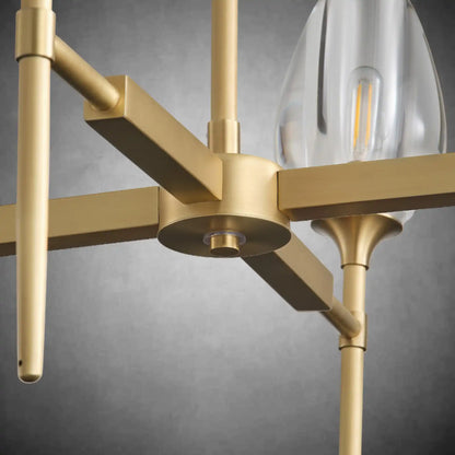 Gold 4-Light Farmhouse Chandelier with Crystal Shades for Dining Room