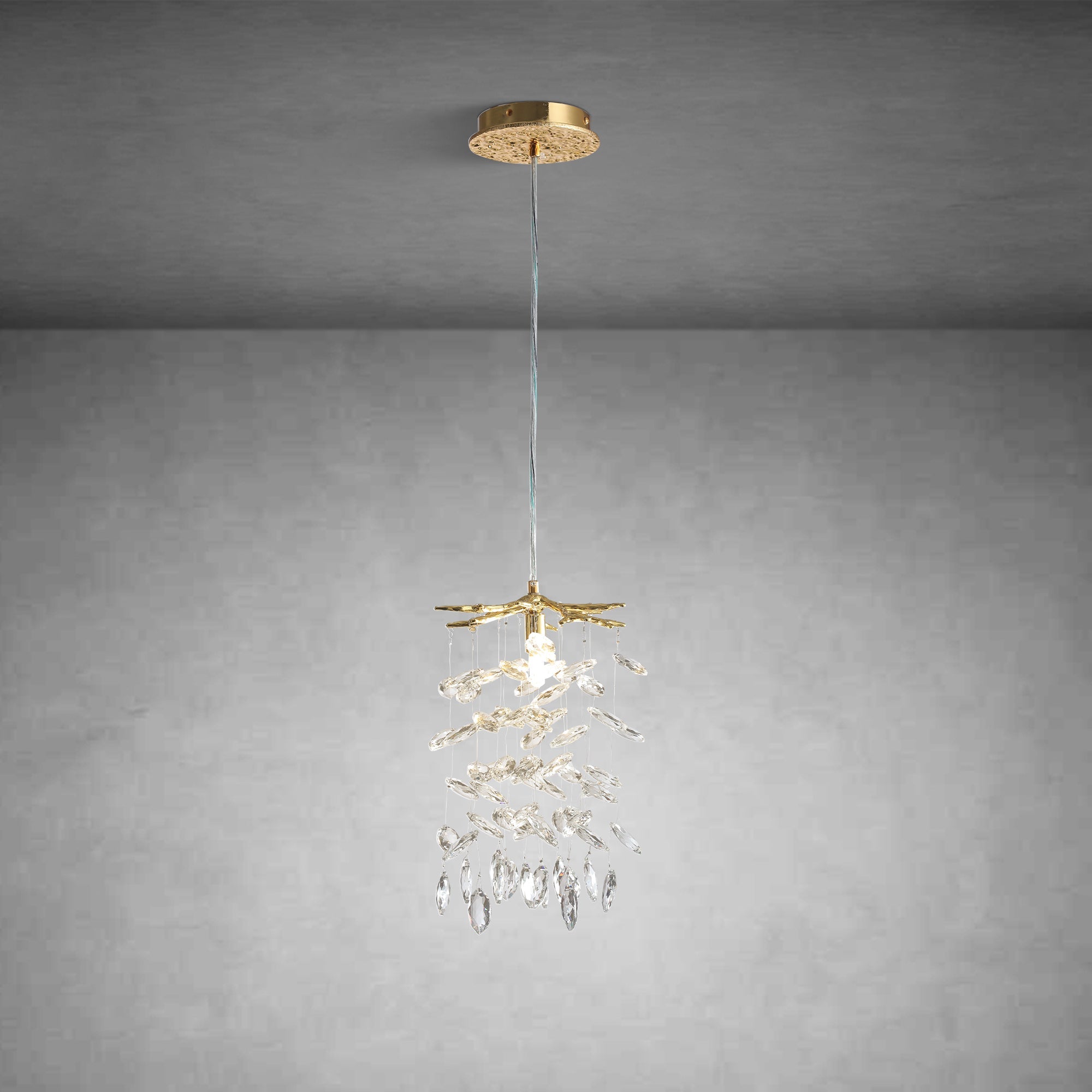 23.6" Modern Gold Tree Branch Crystal Chandelier