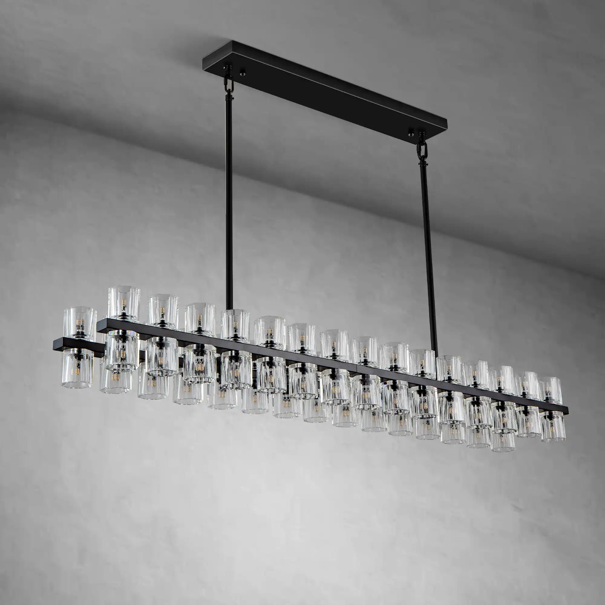 Modern 72" Rectangle K9 Crystal Chandelier for Dining Room