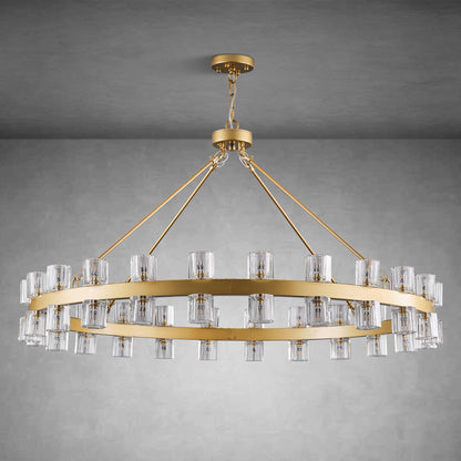 Round Brass Crystal Wagon Wheel Chandelier