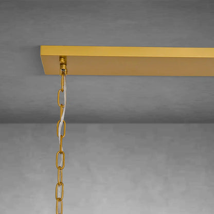 Gold Rectangular 54" 12-Light Smoke Glass Modern Dining Chandelier